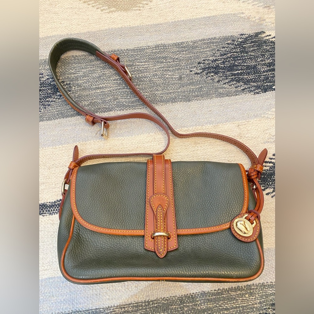 Vintage Dooney & Bourke Green All Weather Leather Shoulder or Short Crossbody